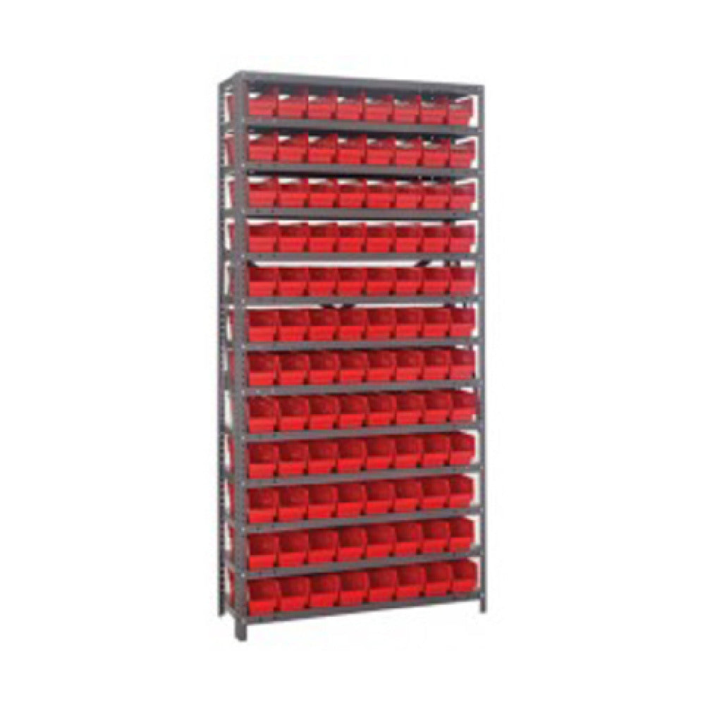 Quantum 1275-101_RED - Shelving Unit, 12"D X 36"L X 75"H, Heavy Duty