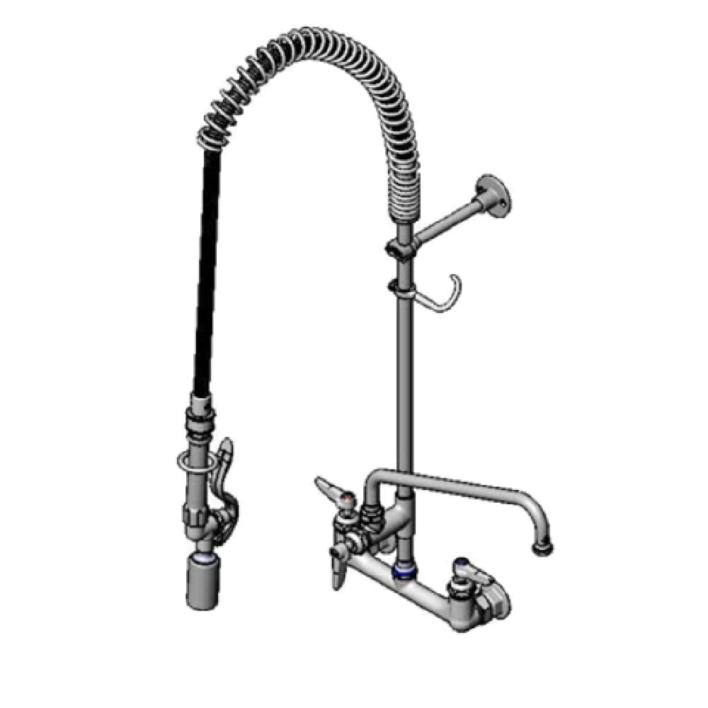 T&S Brass B-0133-12CRBJSK EasyInstall Pre-Rinse Unit 8" Wall Mount Add On Faucet 12" Swivel Nozzle