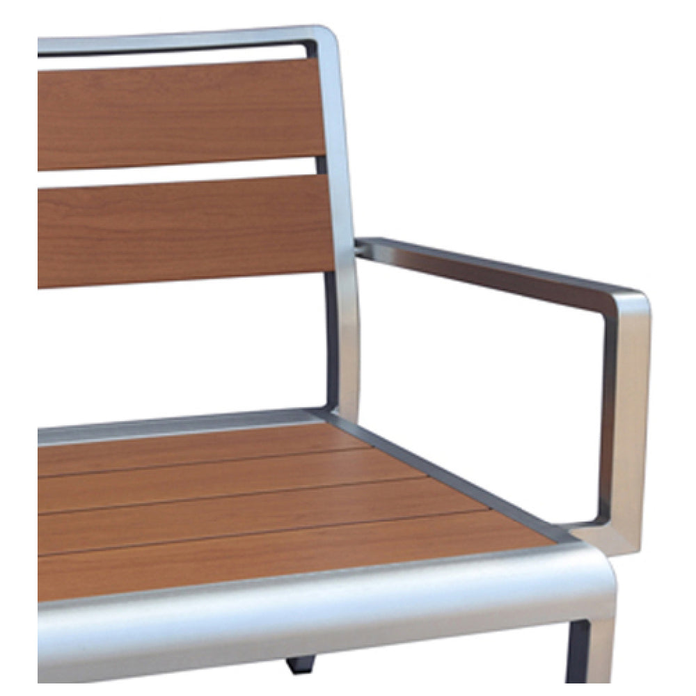 Emuamericas, Llc A1720-24-400 - Sid Stacking Arm Chair, Indoor/outdoor, Wood-look Aluminum Slat Back And Seat