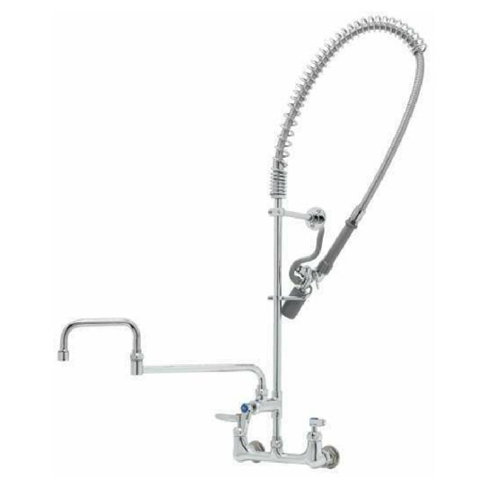 T&S Brass B-0133-18DJCRBC EasyInstall Pre-Rinse Unit 8" Wall Mount Add On Faucet 18" Double Joint Swing Nozzle With Stream Regulator (B-0107-C)