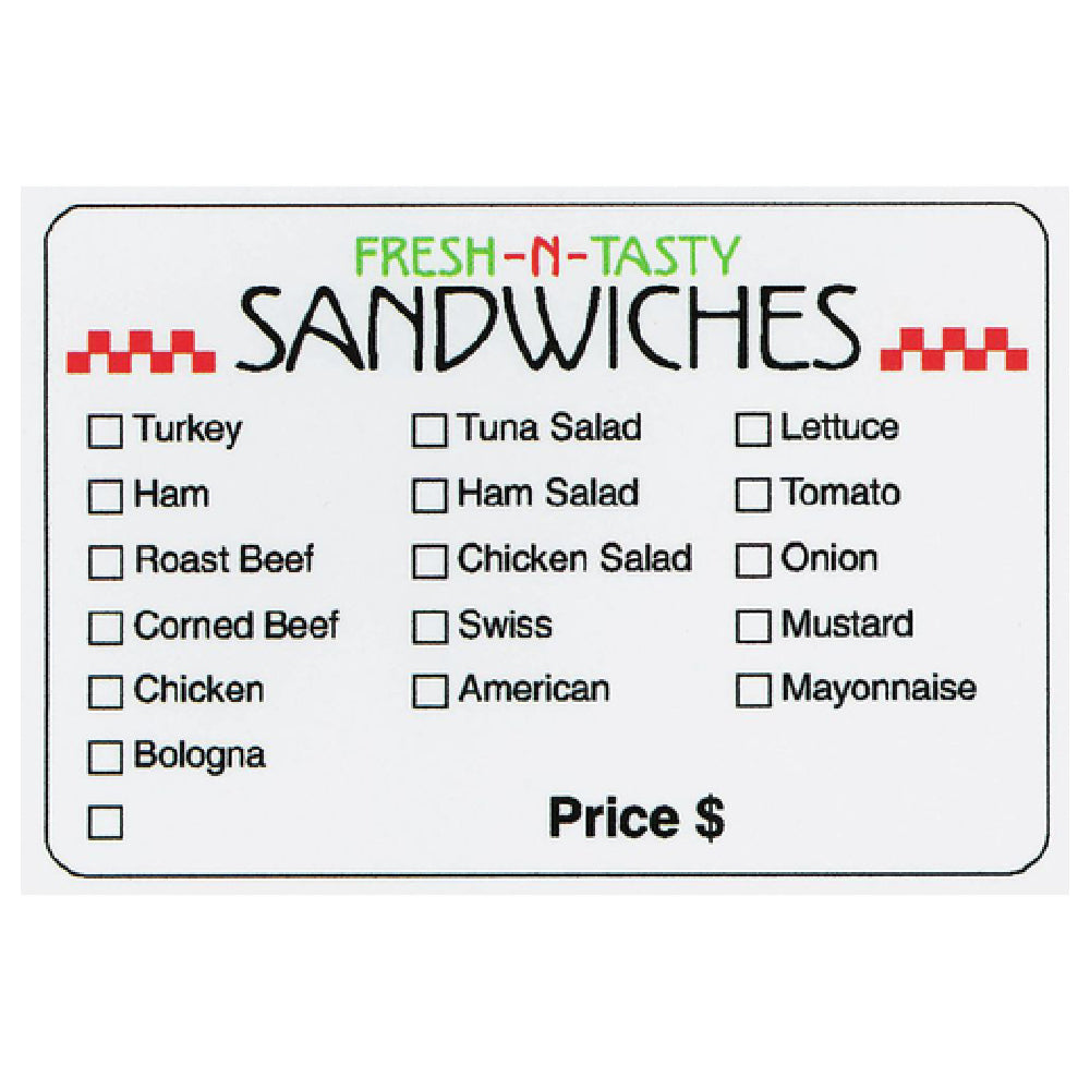 Hubert 47845 - Food Packaging Label, "Fresh-N-Tasty Sandwiches", 3" X 2"