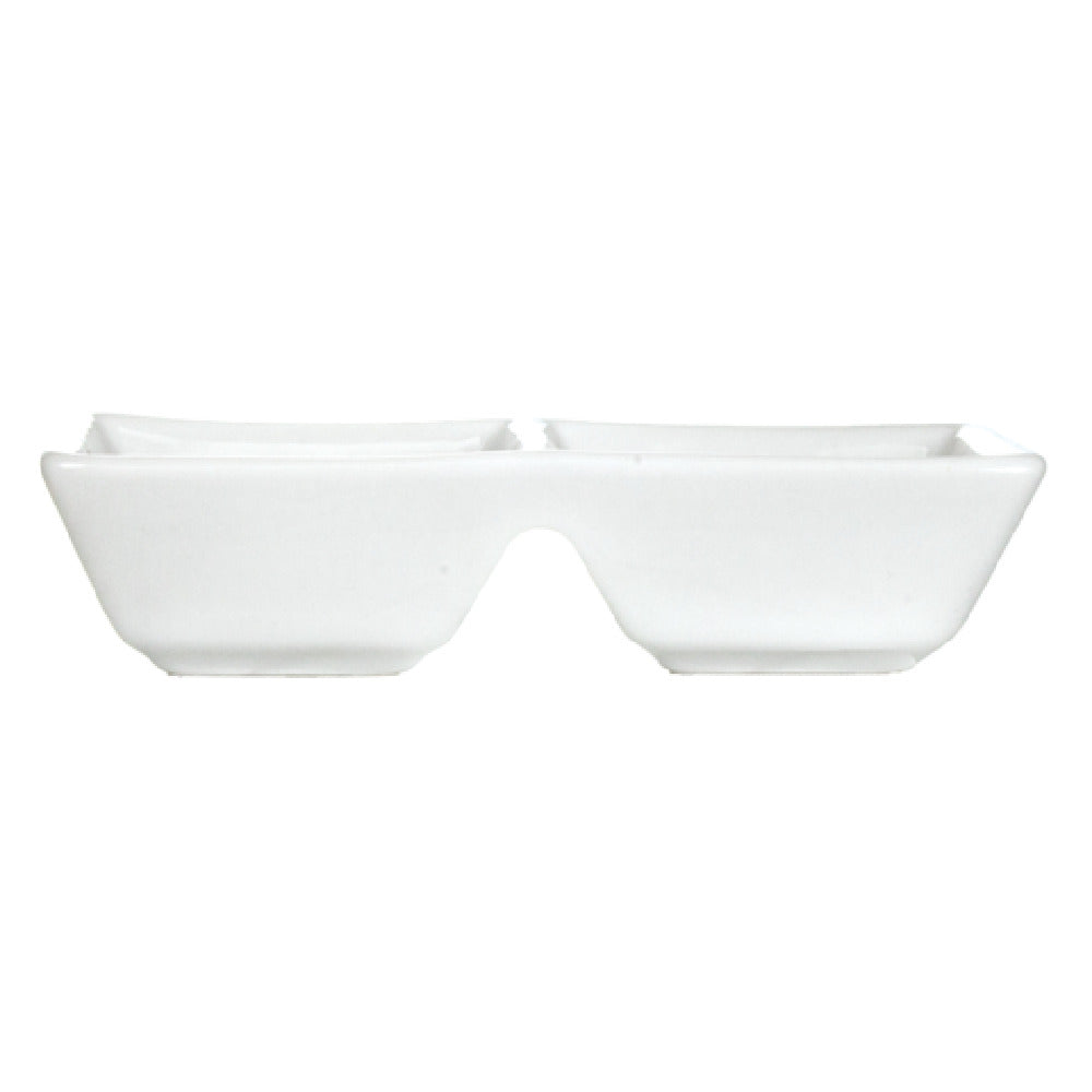 International Tableware EL-202 Sauce Dish 4-3/8” X 2-1/4” X 1”H (2) 1 Oz. Compartment Wells