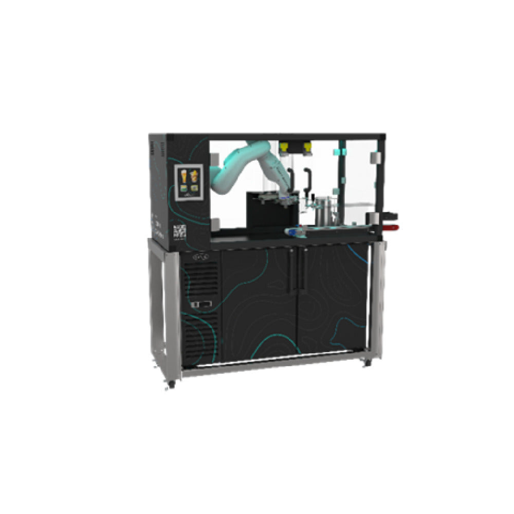 Krowne KR-ROBO-60 Krowne Otto Robotic Beverage Dispensing System Complete With 60" Refrigerated Back Bar Storage Cabinet Two-Door Direct Draw Cooler Compressor On Left