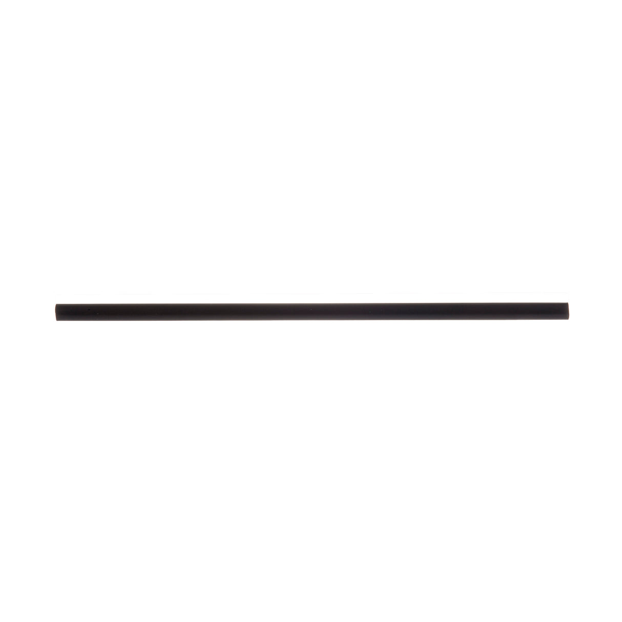 A single, thin, straight black rod—resembling sleek cocktail straws—is centered horizontally on a plain white background. The rod appears smooth and evenly cylindrical, with no visible markings or features.