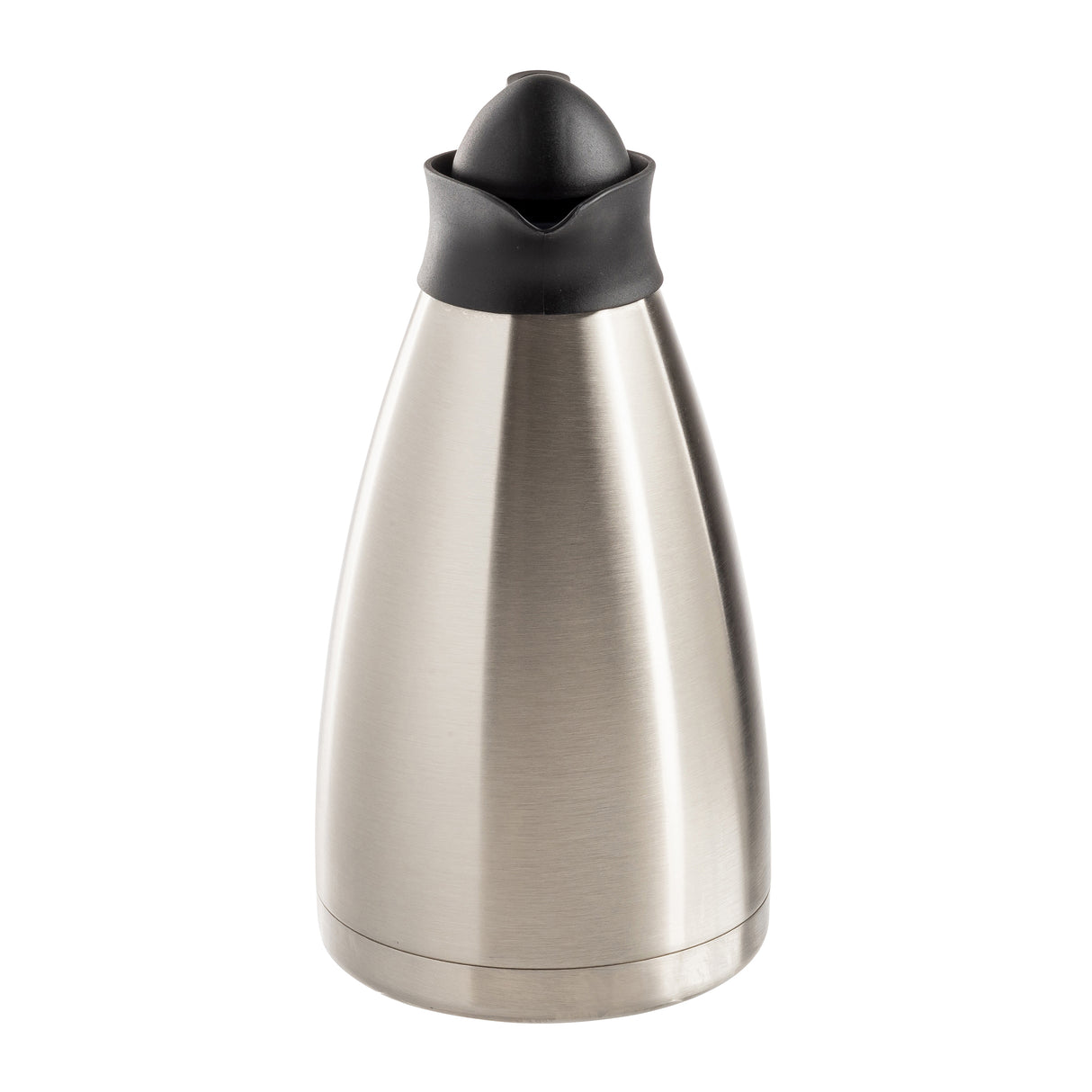 A vacuum insulated stainless steel Coffee Carafe with a brushed metal finish, black plastic spout, and lid. The sleek carafe features a smooth design and is photographed against a plain white background.