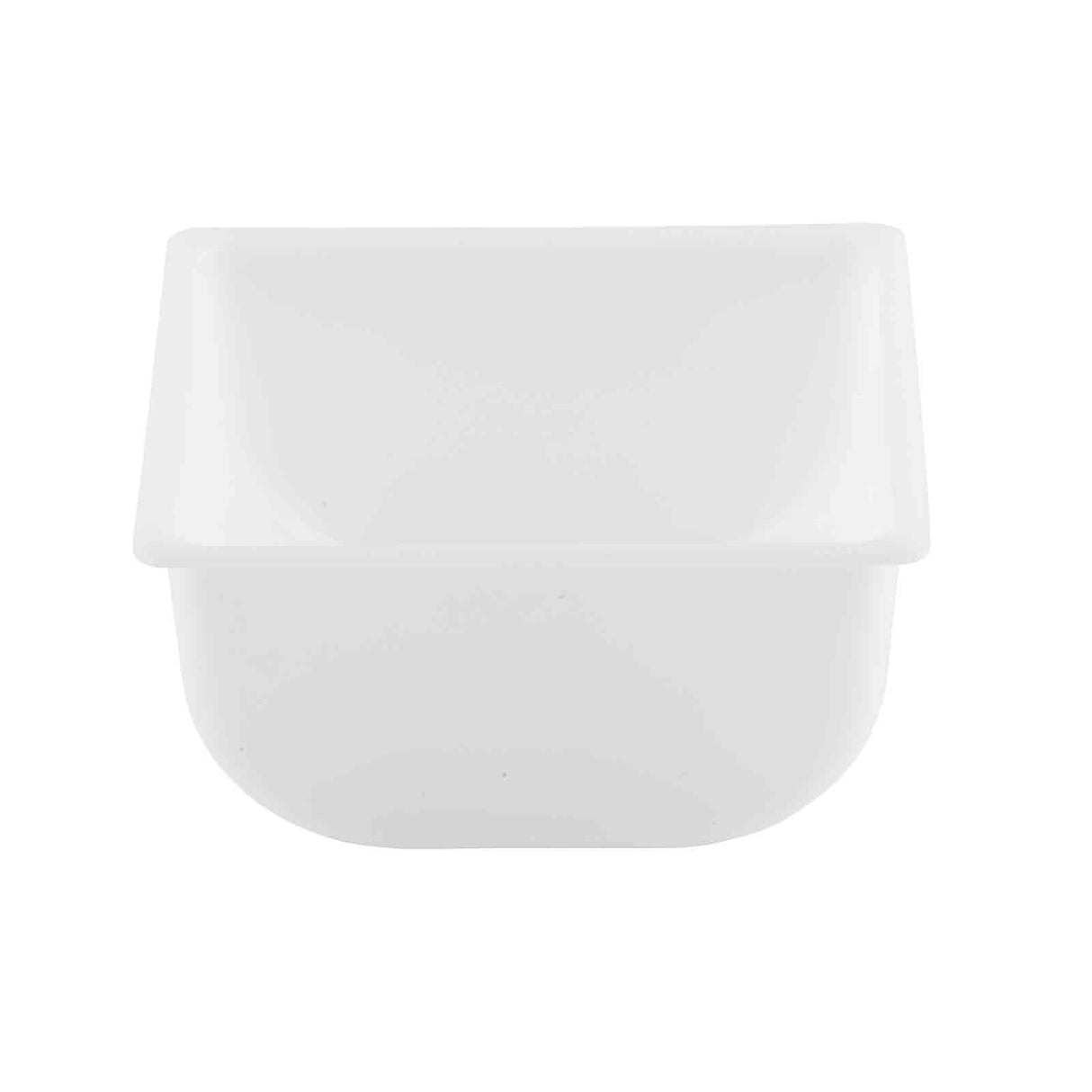 A white, rectangular utility sink with rounded corners is shown against a plain white background. The deep-sided, smooth-finish sink could also serve as a spacious garnish holder or condiment holder in busy kitchens.