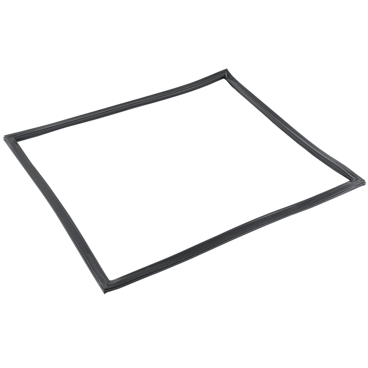 A black rectangular Door Gasket, model E-KPP67, lies flat on a white background. With slightly uneven sides and rounded corners, this thin, flexible gasket is designed for sealing Empura Refrigeration units in mechanical or automotive applications.