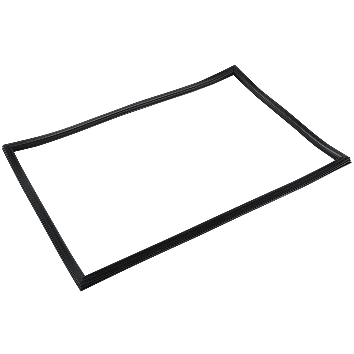 A rectangular, flexible black rubber gasket with uneven edges, photographed on a white background. The E-KDD1 Door Gasket appears to be designed for sealing or insulation and is compatible with Empura Refrigeration units.