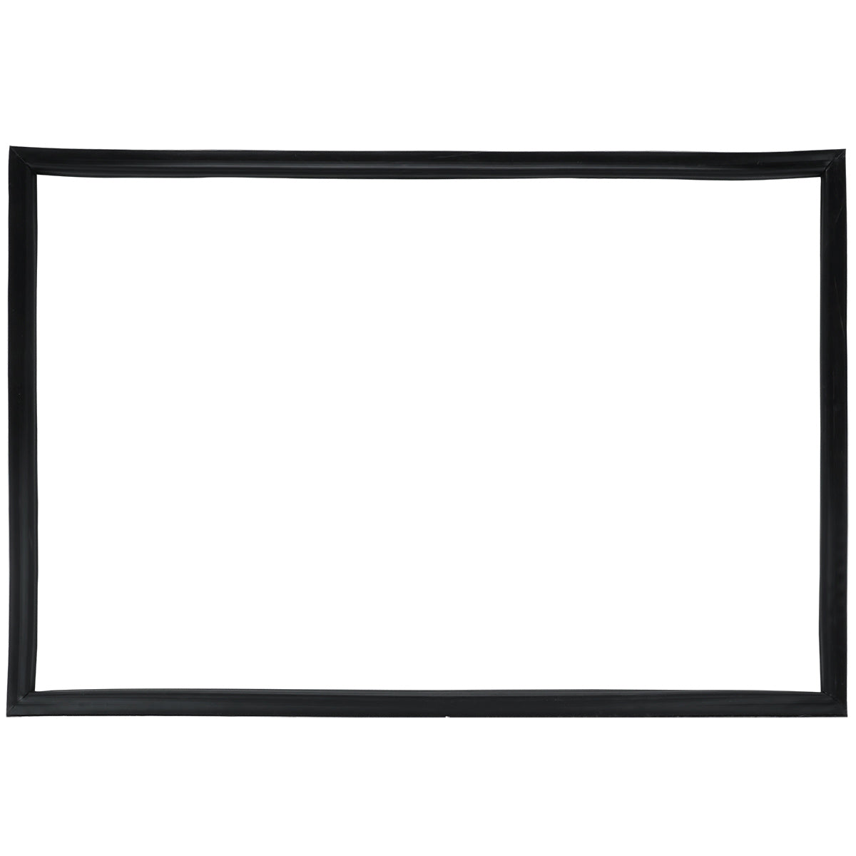 A simple, empty rectangular black picture frame with a thin border, set against a plain white background, features clean, straight edges and sharp corners—echoing the minimalist design seen in Empura Refrigeration units like the E-KDD1 door gasket.