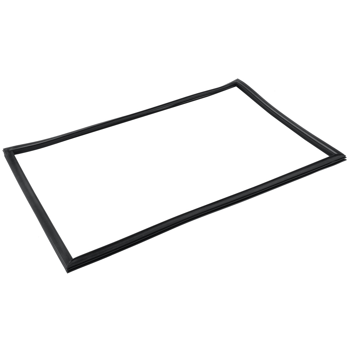 A black rectangular door gasket, model E-KBB48-2G-24, with rounded corners lies flat on a white background. Designed for Empura Refrigeration, the gasket appears flexible and slightly uneven along the edges for a subtle 3D look.