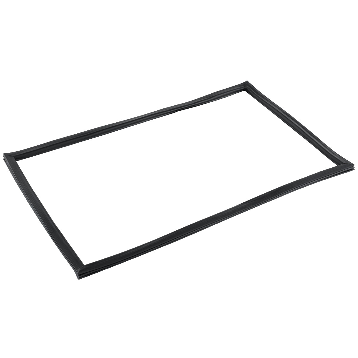 A rectangular, flat black rubber door gasket for Empura Refrigeration (E-KBB72-3G-24) is shown on a white background. The gasket has slightly uneven edges and forms a complete closed loop, resembling a picture frame without any internal structure.