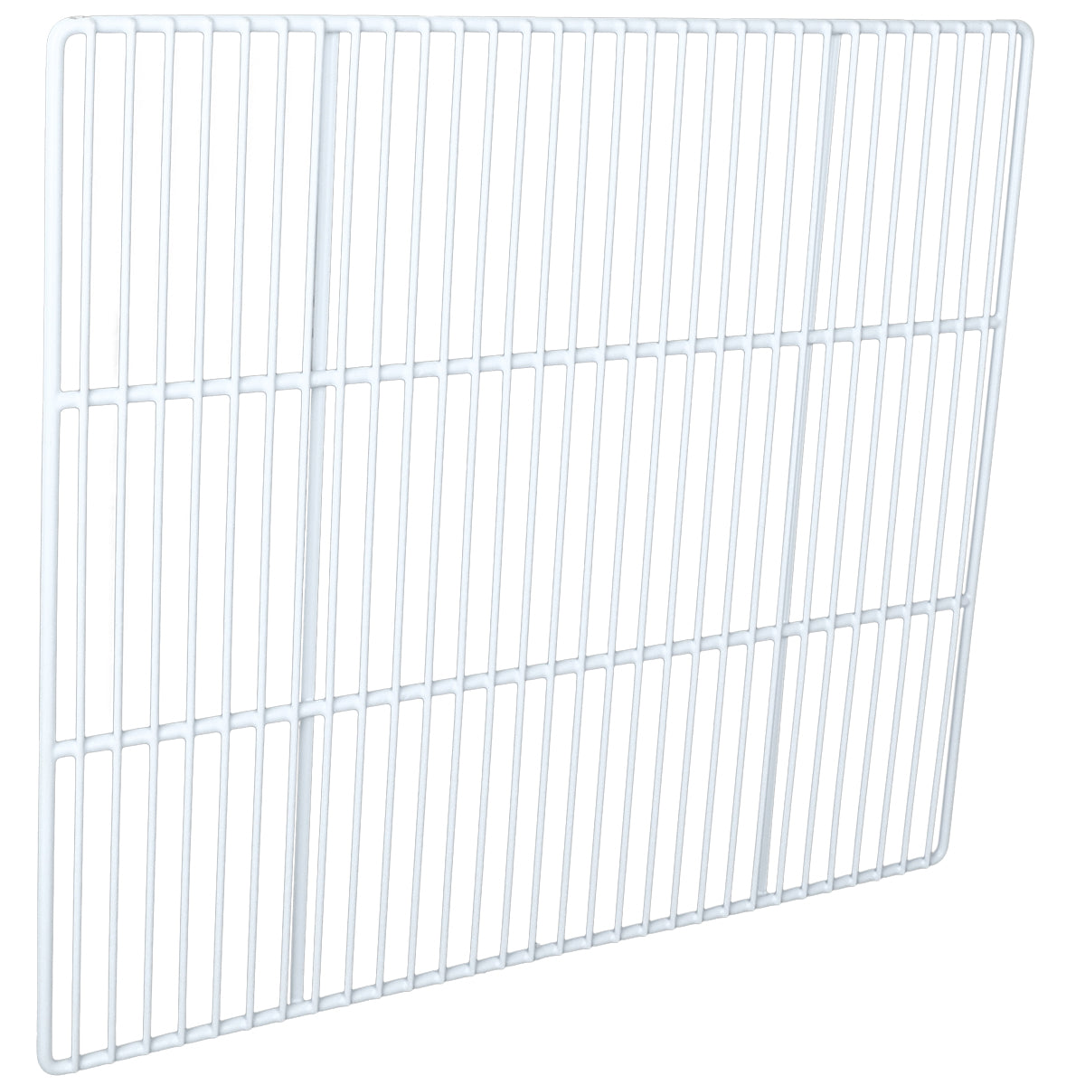 A white, rectangular wire shelf from Empura Parts with evenly spaced horizontal and vertical bars forming a grid pattern. The Left Shelf is angled slightly, showing its flat surface and structure against a plain white background.