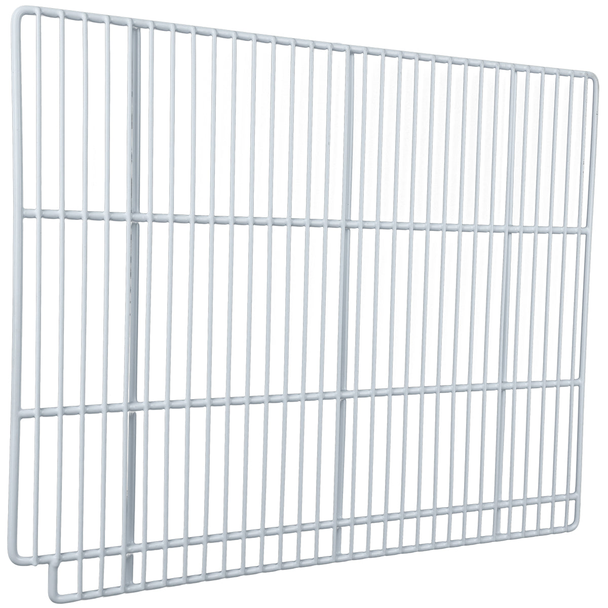A white metal wire Right Shelf, featuring parallel vertical and horizontal bars in a rectangular grid pattern. The shelf, viewed at a slight angle against a plain white background, is compatible with Empura Refrigeration systems.