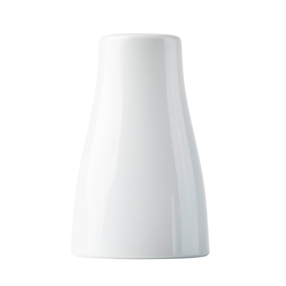 A glossy white, cylindrical melamine object with a slightly flared base and smooth top, photographed against a plain background. Its simple design hints at a TableCraft Salt & Pepper Shaker Set or a minimalist kitchen utensil holder.
