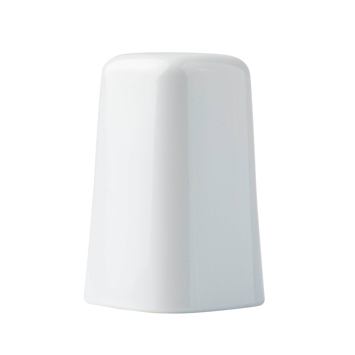 A plain, white, glossy TableCraft melamine object with a rectangular base and slightly rounded edges, narrowing towards the top. It is photographed against a white background with no visible patterns or markings.