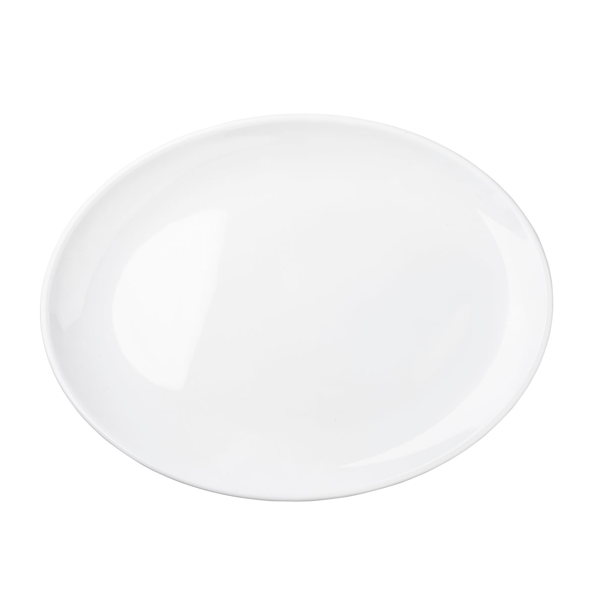 A plain, round, white serving platter from the Sierra Collection is shown on a white background. The platter features a smooth, glossy finish with no visible patterns or decorations, highlighting its clean and simple design.