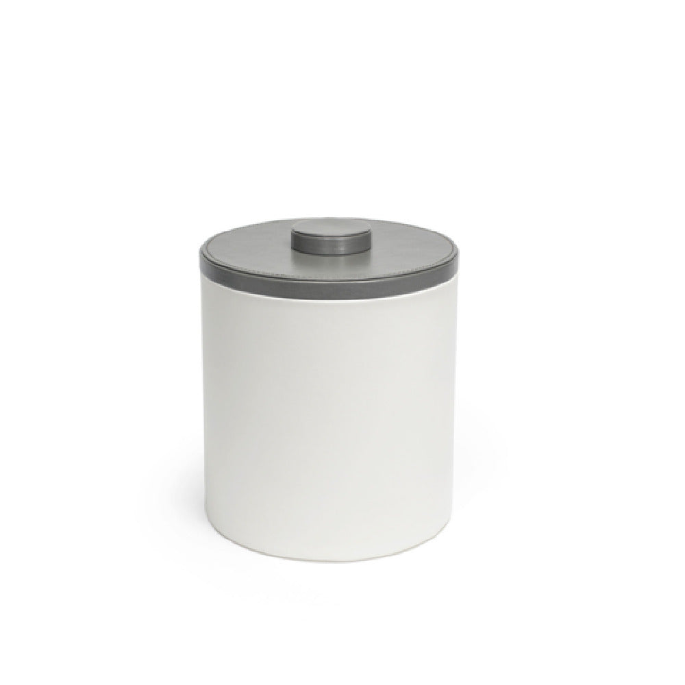 FOH RIB045WHL21 3.5qt Round London Ice Bucket White With Smoke Lid Includes One RIB017WHL21-BTM 3.5qt Round London Ice Bucket Base White