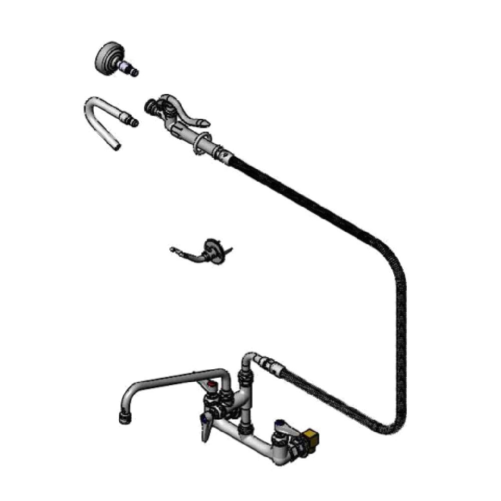 T&S Brass B-0175-60H-QDSV Spray Assembly Wall Mount Mixing Faucet With 8" Adjustable Centers