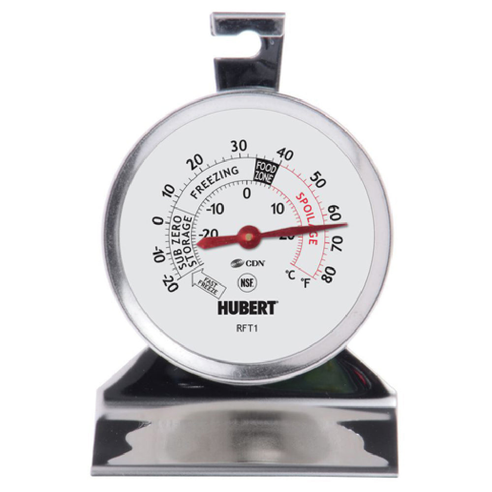 Hubert 51651 - Refrigerator/Freezer Thermometer, Dial Type, 2" Dia. Durable Laboratory Glass Lens