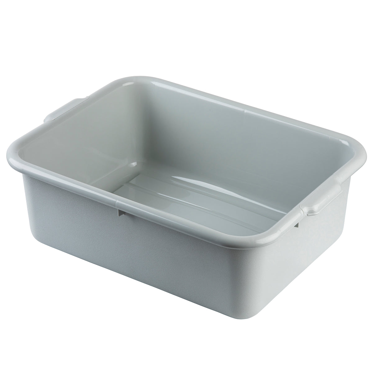 A heavy duty white plastic tote box with a handle, perfect for carrying and dishwasher safe for easy cleaning.
