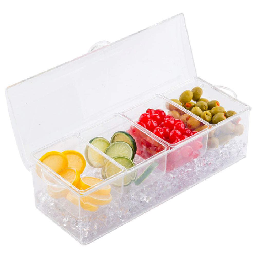 TableCraft Products 10006 - Bar Condiment Holder, 16-1/8" X 6-1/4" X 5", (4) 1.5pt Inserts