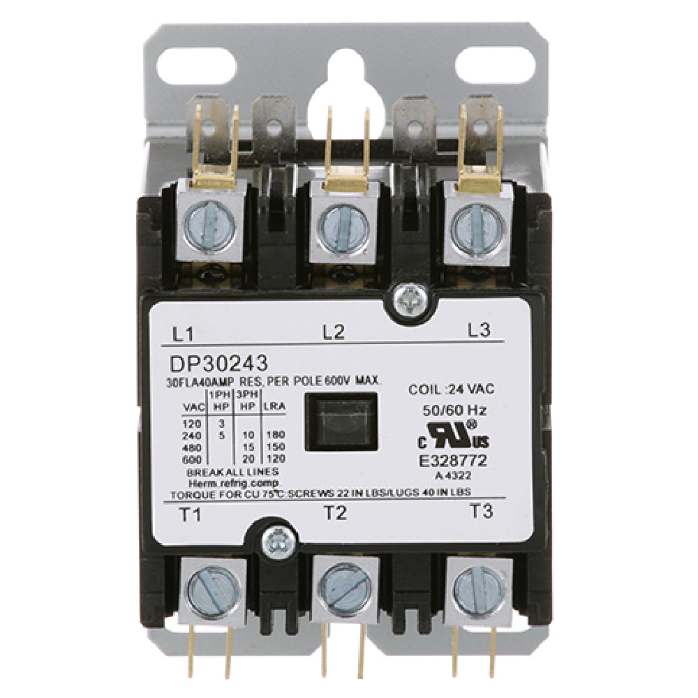 Frymaster FM810-1202 Contactor 3 Pole 40 Amp 24v