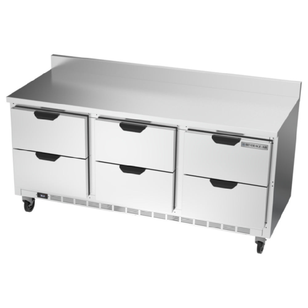 Beverage Air WTRD72AHC-6-FIP Worktop Refrigerator Three-section 35-1/2" Working Height