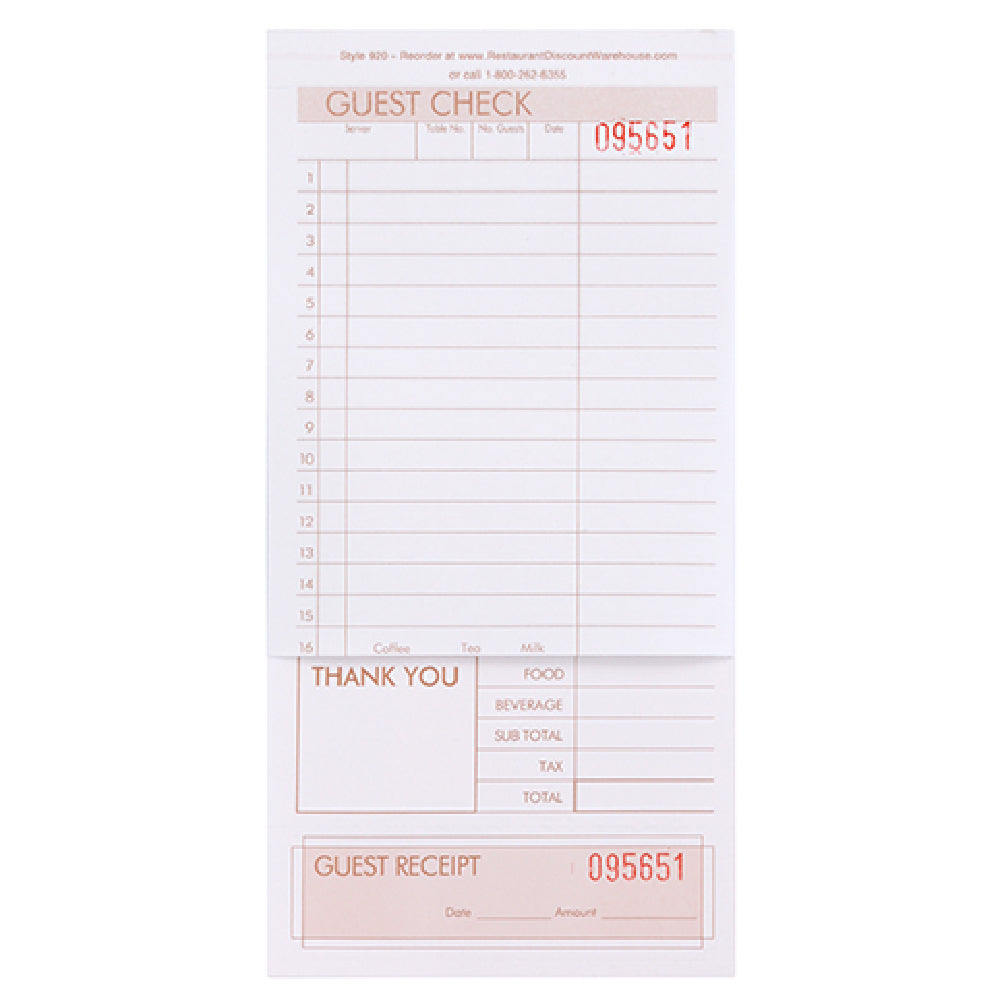 KNG 3175PAD Kng 2 Part Guest Checks