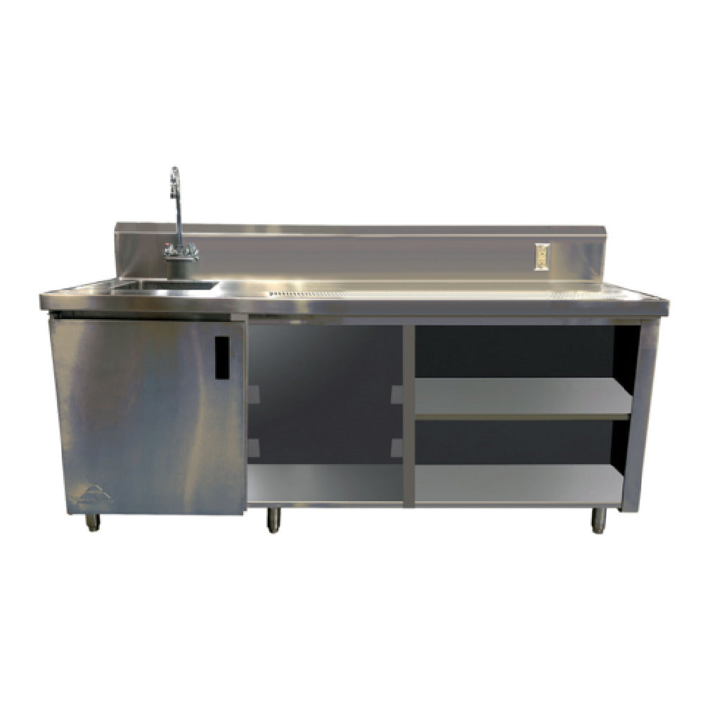 Advance Tabco BEV-30-84L-GR Beverage Table 84" W With 14" X 16" X 12" Deep Sink On Left With Faucet 4"OC