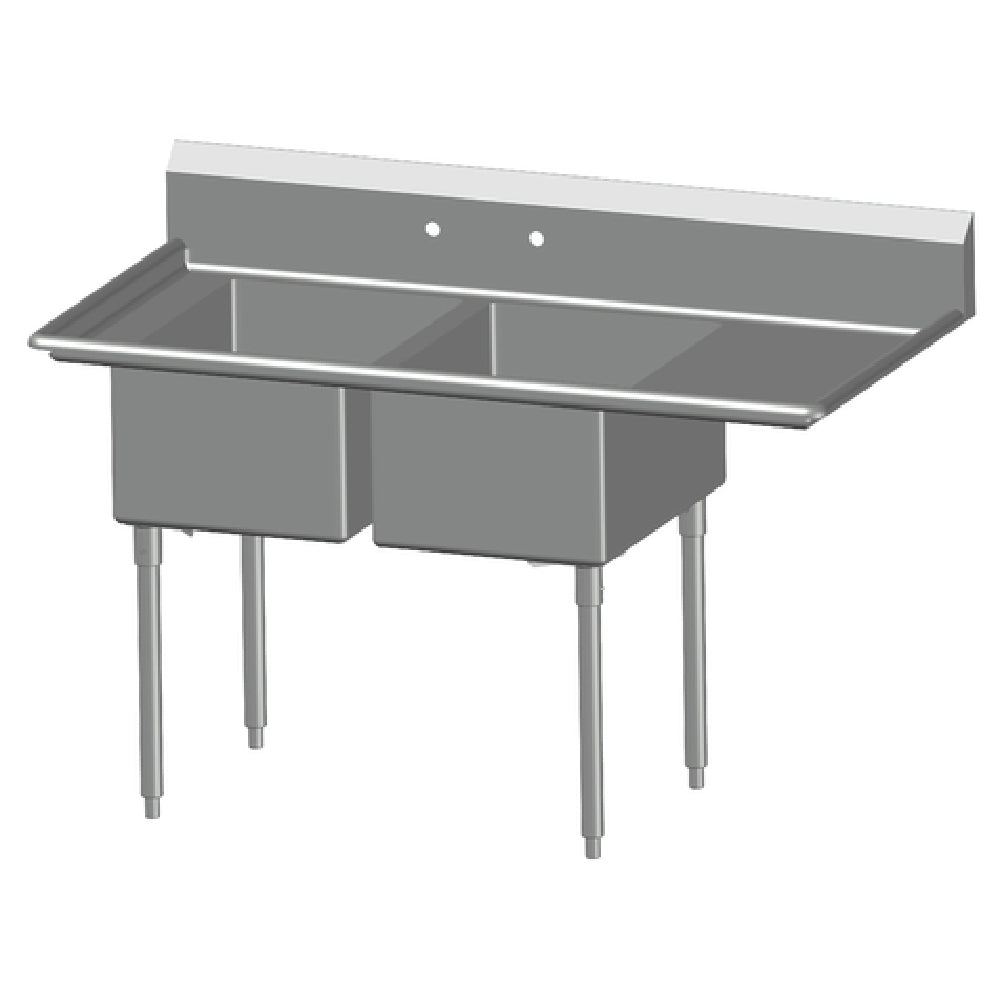 SPG 2N1618-RD24 - Universal Stainless Sink, Two Compartment, 24" Right-hand Drainboard
