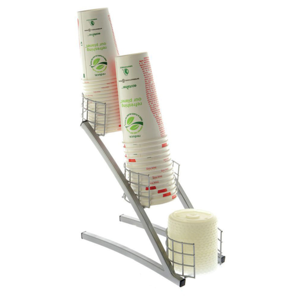 Hubert 46735 - Cup & Lid Holder, 3-tier, 5-1/4" X 11" X 11-1/2"H