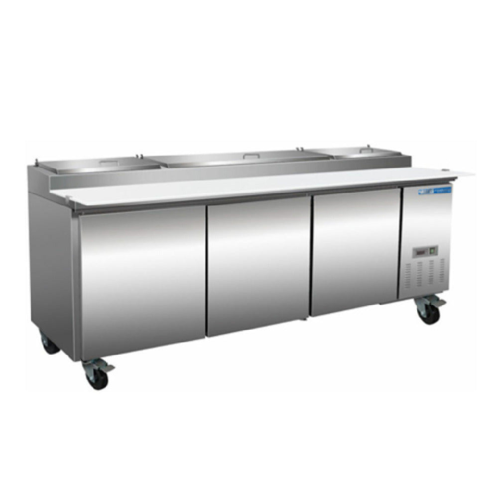 Hubert 69K-762 - Kratos® Pizza Prep Table, 94"W, Includes (12) Third-size Pans And An 18" Removable Cutting Board