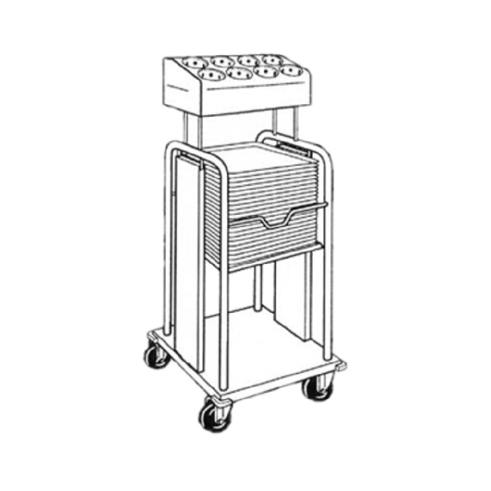 Piper Products PTS/915MO - Mobile Tray & Silverware Dispenser, Single Stack, Open Style