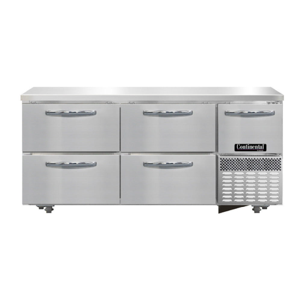 Continental Refrigerator FA68N-U-D Undercounter Freezer Base 68"W Stainless Steel Front & End Panels