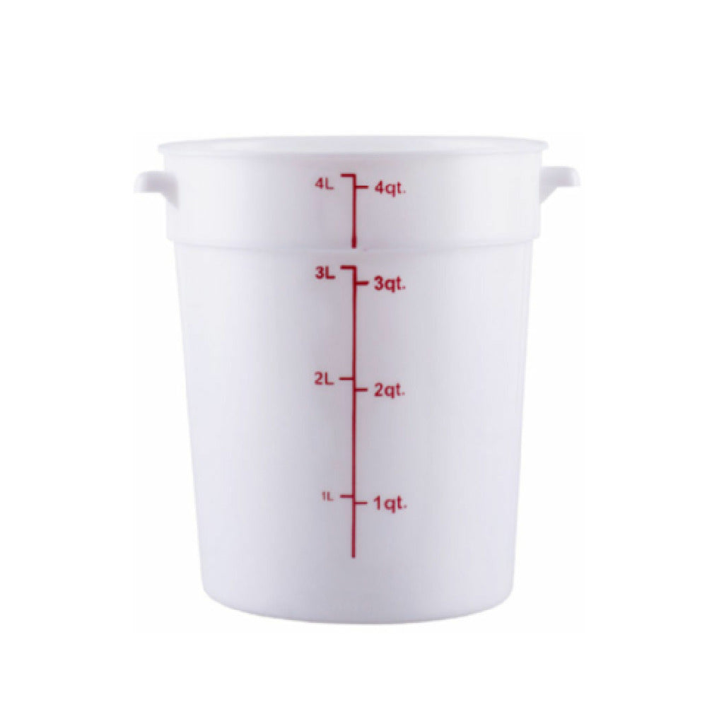 Hubert 29A-044 - Kratos® CenPro Round Food Storage Container, 4 Qt. Capacity, White