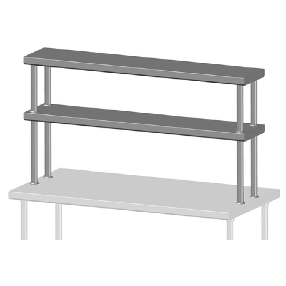 SPG TSD-18-14 - Universal Stainless Double Overshelf, 14" Wide, Stainless Steel (priced Per Linear Foot)
