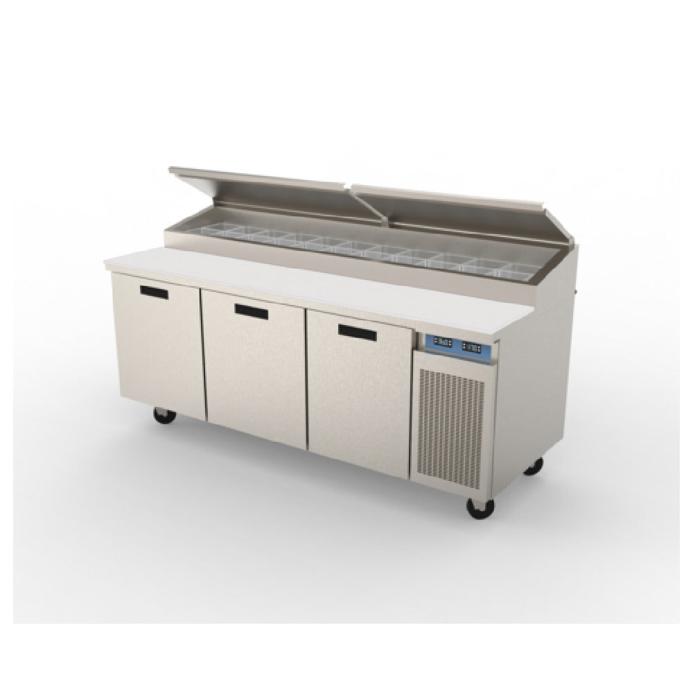 Randell 8383N-290-PCB Refrigerated Raised Rail Prep Table Three-section 83" W