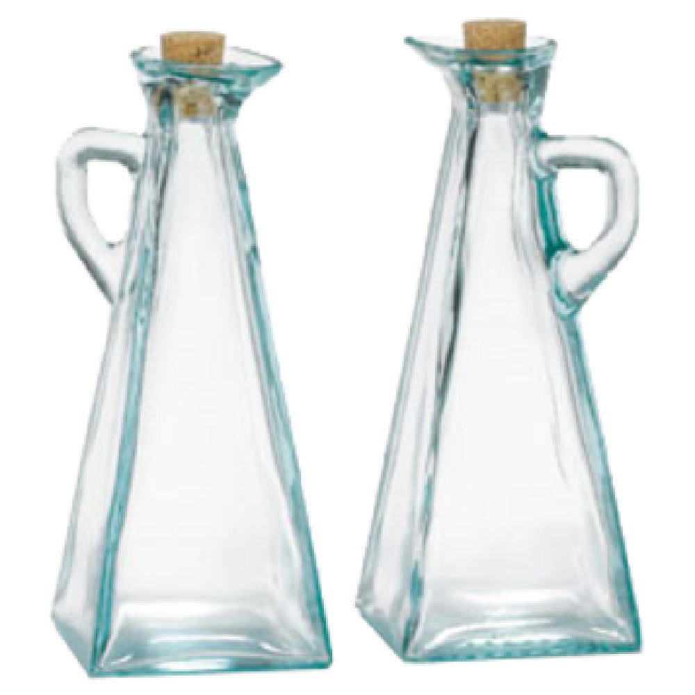 Tablecraft 617 Marbella™ Dispenser 12 Oz. Green Tint Glass Pyramid Bottle With Handle (dishwasher Safe)