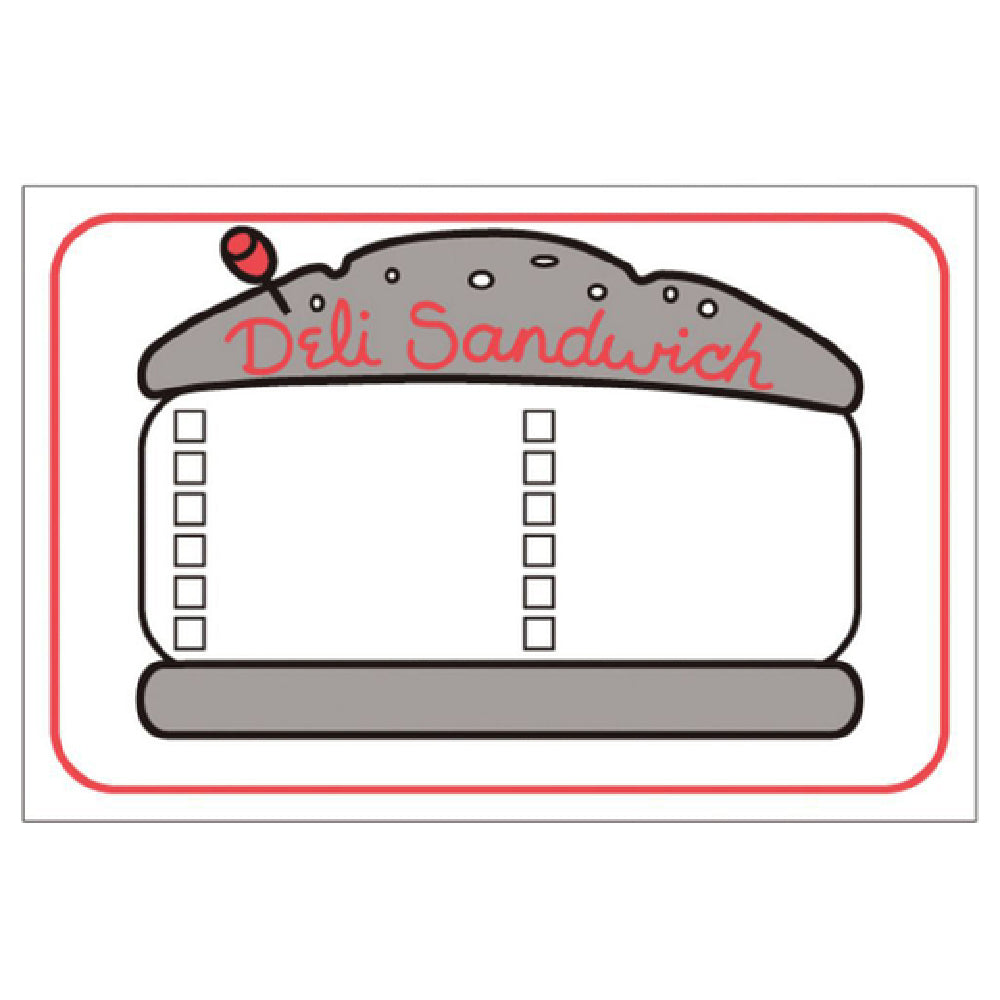 Hubert 58697 - Food Information Label, "Deli Sandwich", 3" X 2"