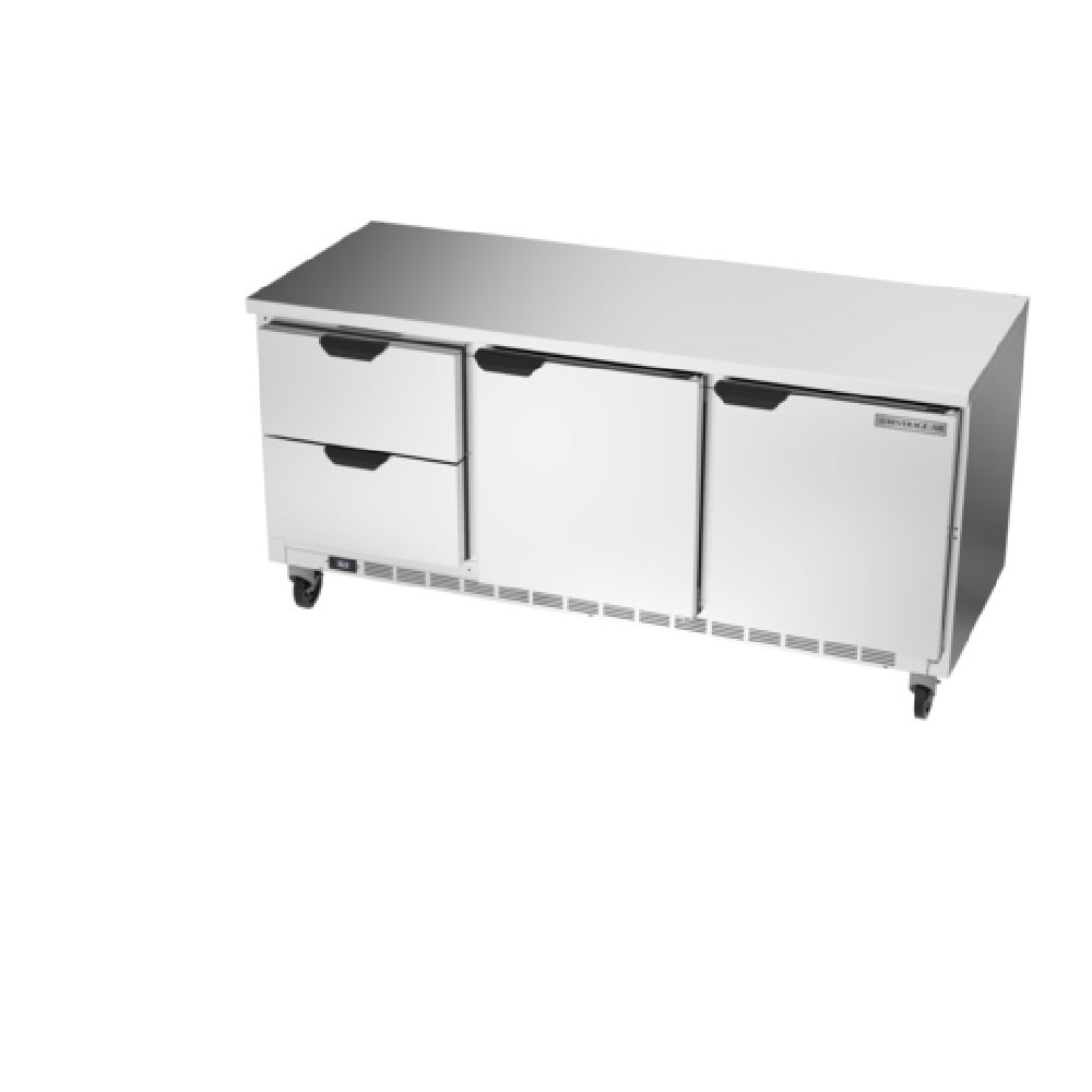 Beverage Air WTRD72AHC-2-FLT Worktop Refrigerator Three-section 35-1/2" Working Height