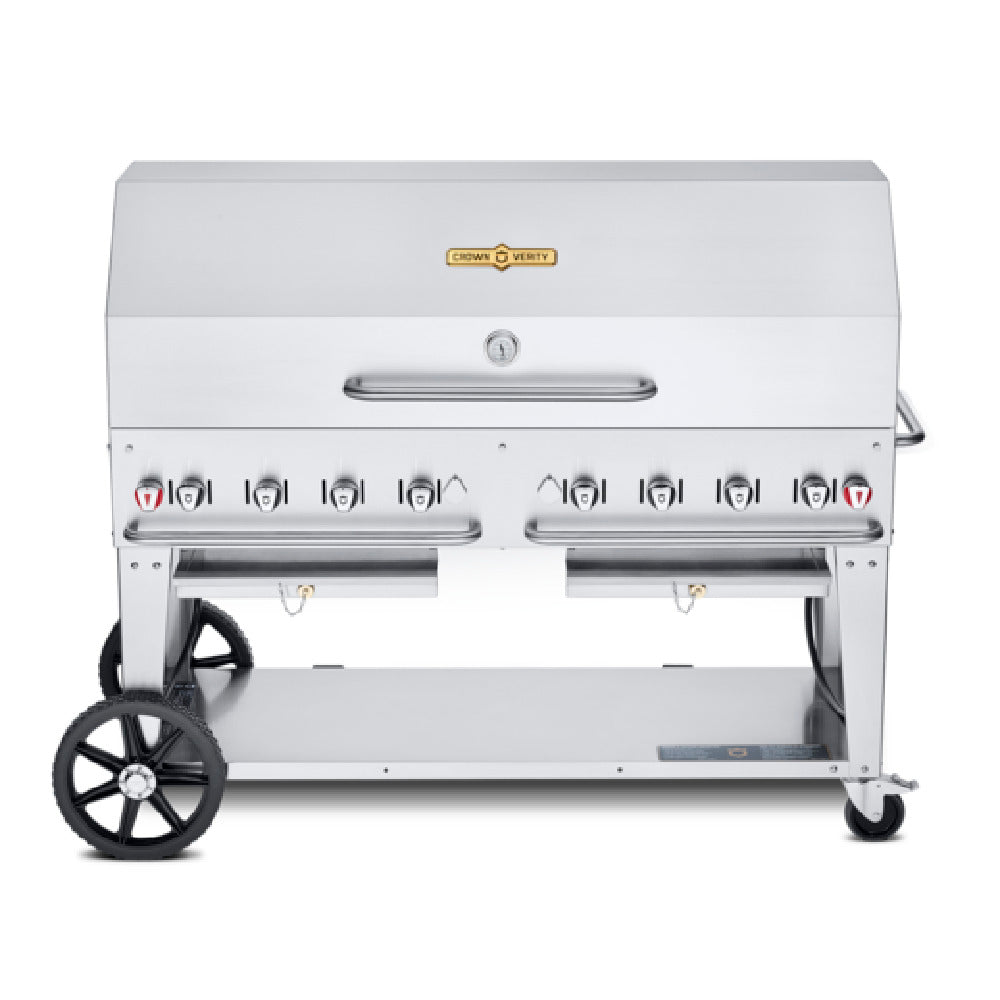 Crown Verity CV-MCB-60-1RDP-LP Mobile Outdoor Charbroiler LP Gas 58" X 21" Grill Area