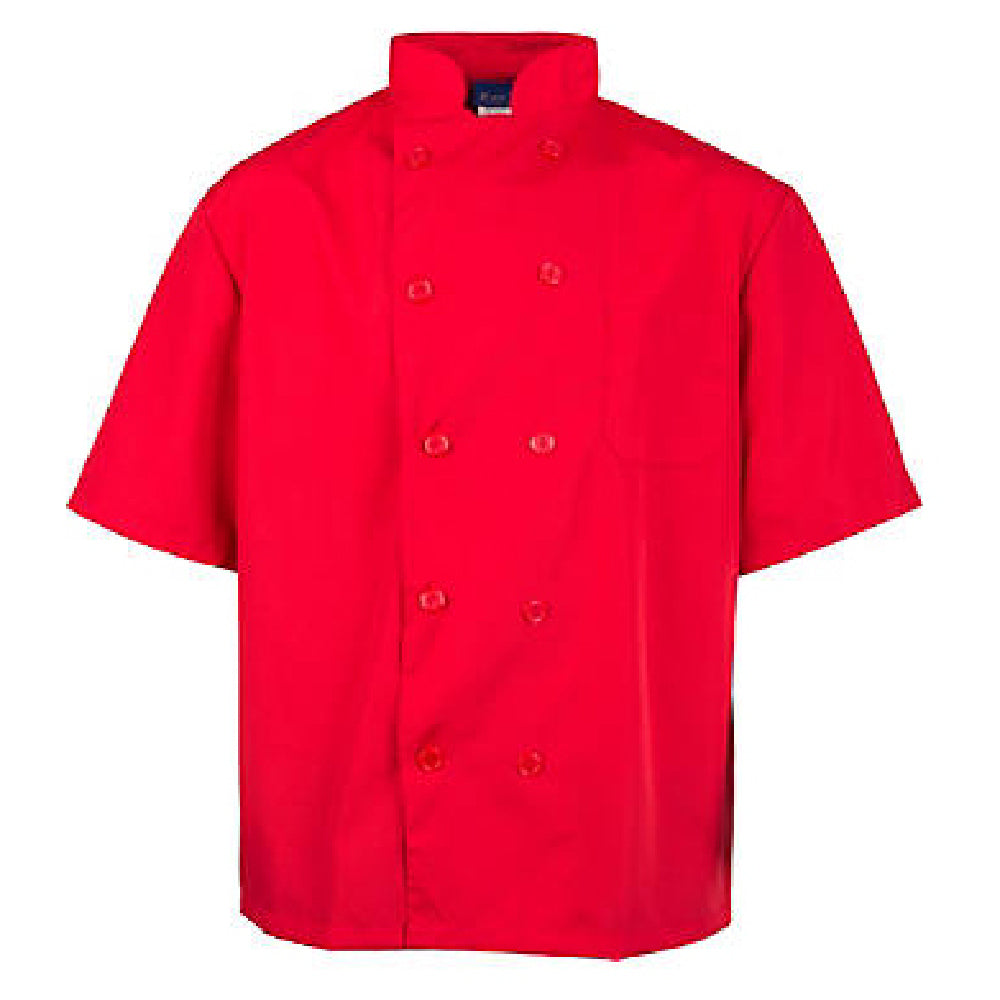 KNG 2578REDL Kng Lg Lw Chef Coat Red Short Sleeve