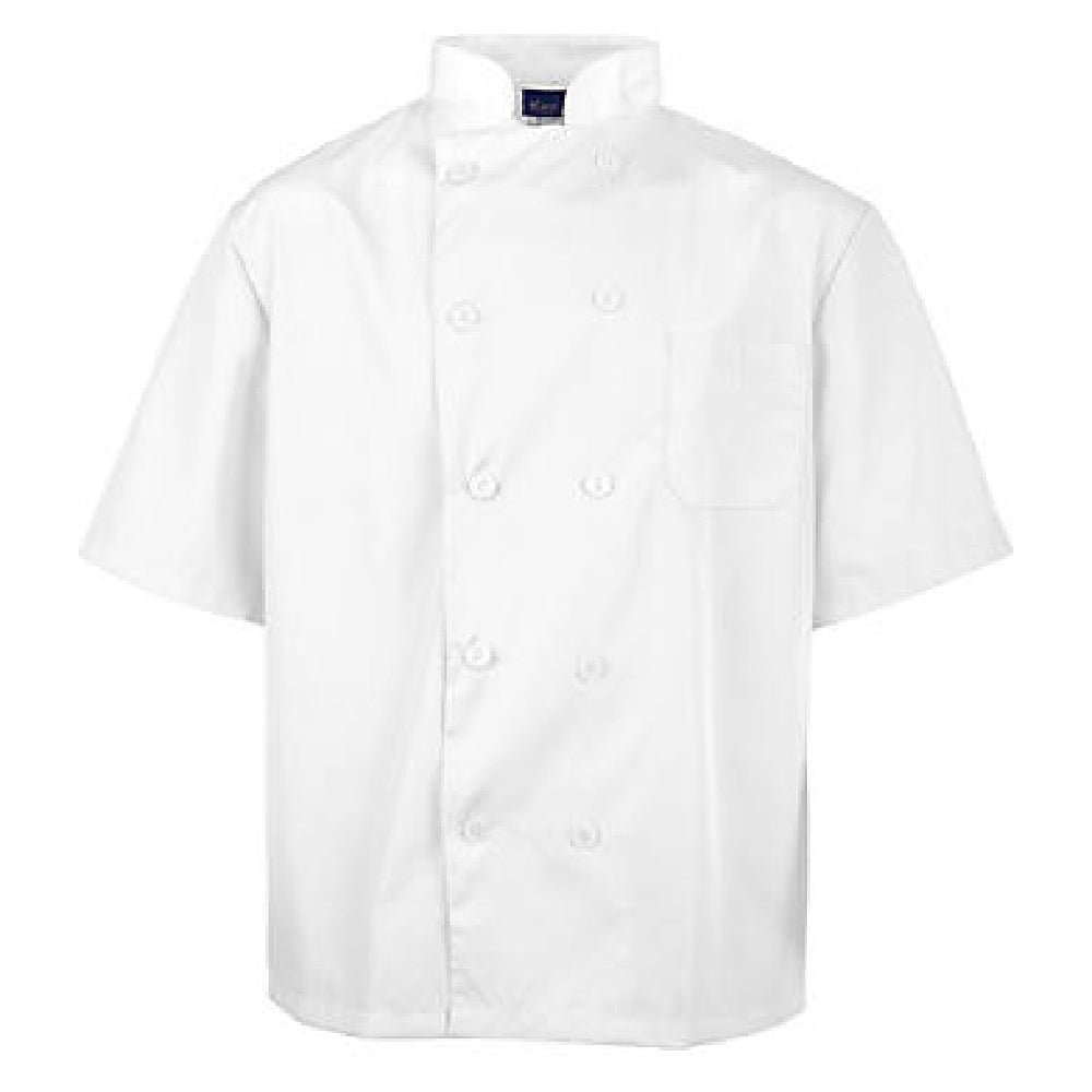 KNG 2578WHT2XL Kng 2xl Lw Chef Coat White Short Sleeve