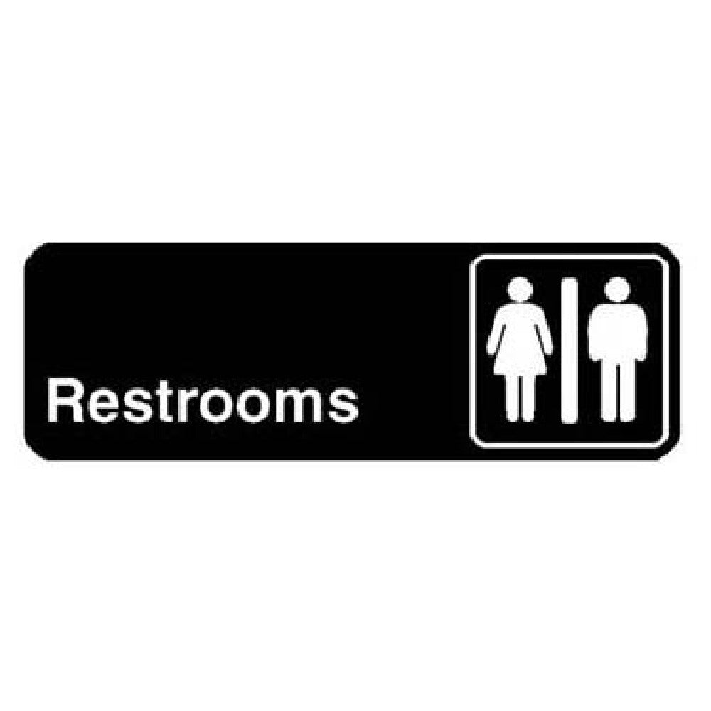 Traex 4517 Sign Rest Rooms Black 3x9"