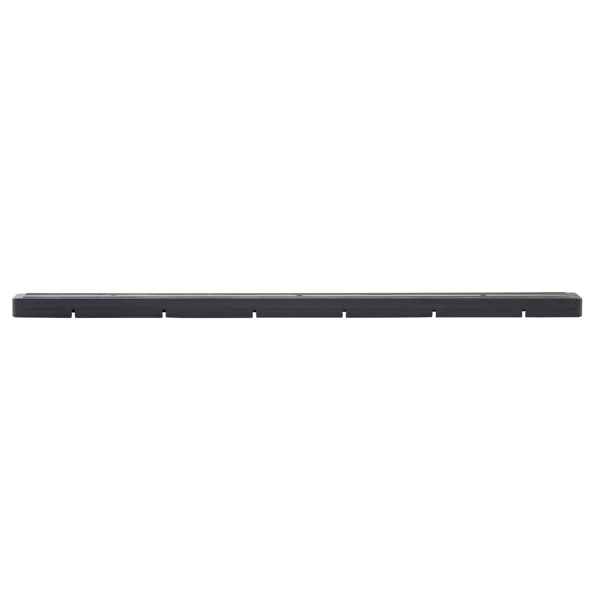A long, thin, black rectangular bar with evenly spaced vertical slits along its length, set against a plain white background. This unadorned TableCraft wall mount component may function as a simple magnetic holder or support.