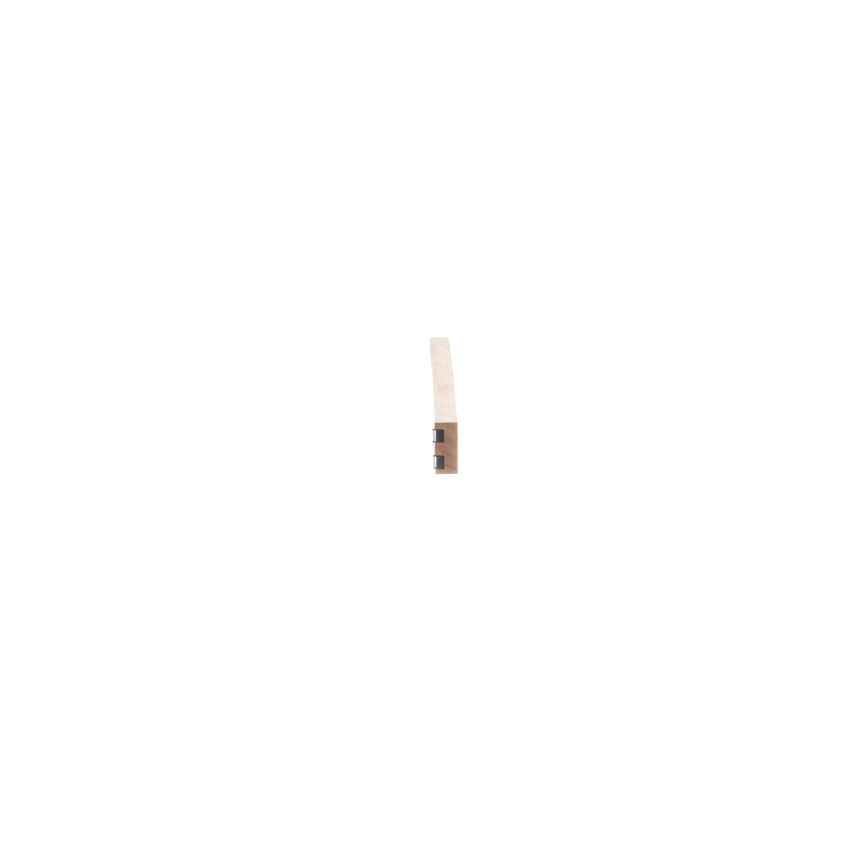 A small, vertical wood stick stands upright against a plain white background. The stick, possibly a magnetic holder, is light in color with a slightly rounded top and three small, dark rectangles near the base on its front side.