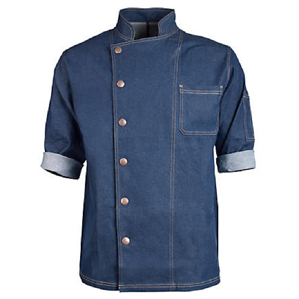 KNG 2938DBL2XL Kng 2xl Denim Chef Coat Front Snap