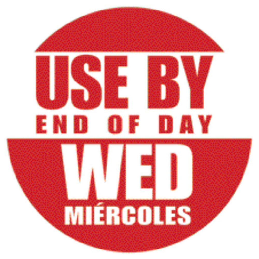 Hubert 65724 - Food Rotation Label, "Use By End Of Day Wednesday", 3/4" Dia.