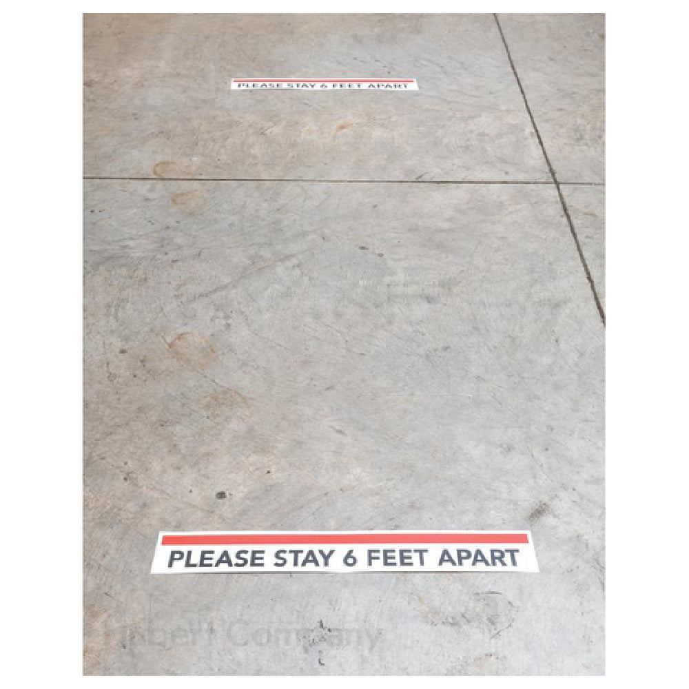 Hubert 92829 - Floor Decal, "please Stay 6 Feet Apart", 24"L X 3"H