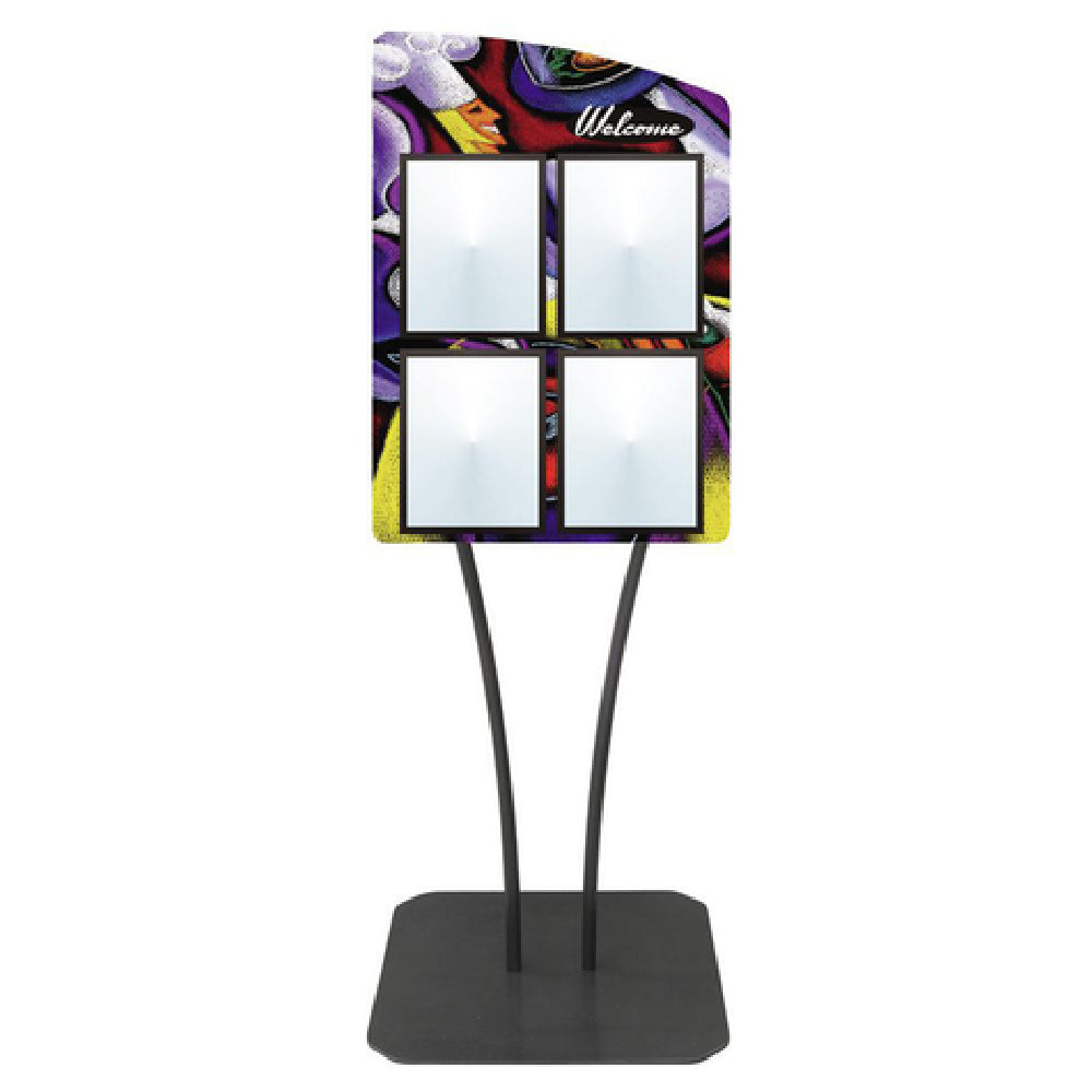 Hubert 12976 - Menu Board, 4-pocket, Floor Stand